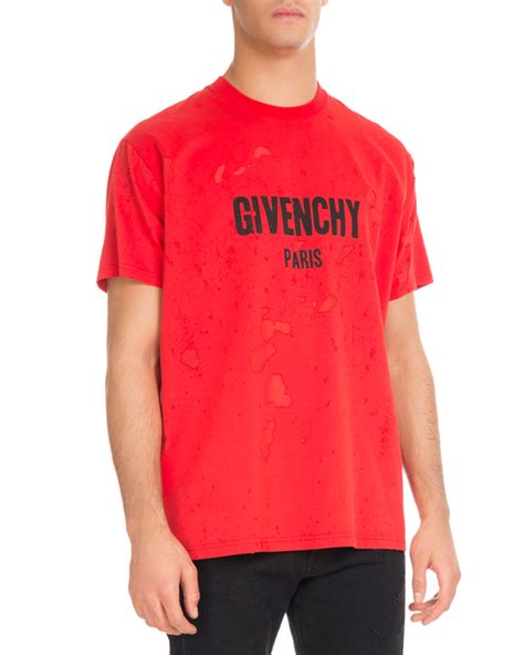 givenchy black and red t shirt|givenchy distressed t shirt.